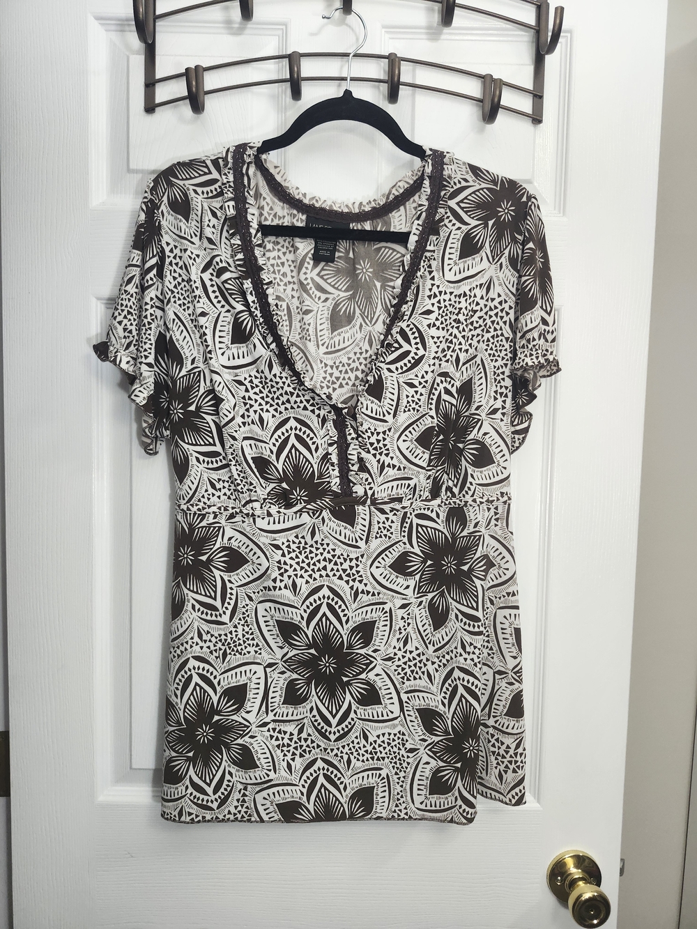 Lane Bryant Black & White Floral Print Short‑Sleeve Dress | Size 18/20 (1X)